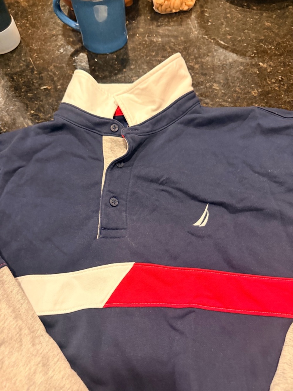 Nautica Navy, Red & White Colorblock Rugby Shirt